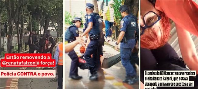 Detenção de Renata Falzoni durante protesto contra