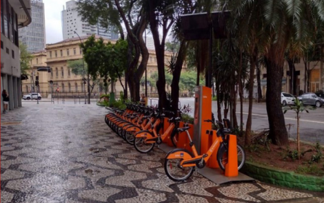 Estação do Bike Itaú no Centro de São Paulo